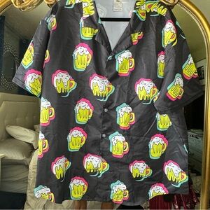 Men’s neon button down party shirt size xl NWOT